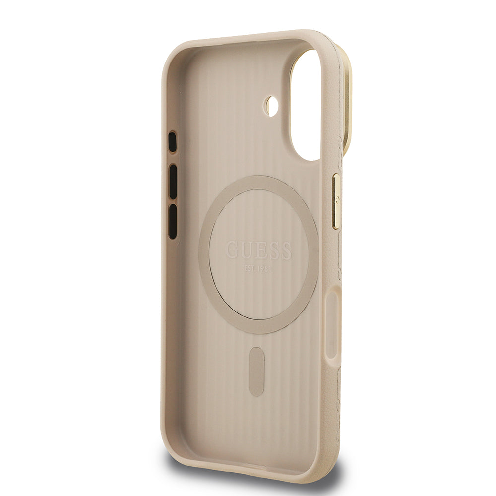 Guess iPhone 16 Orjinal Lisanslı Magsafe Sıcak Baskılı Yazı Logolu Kamera Standlı PU Deri Peony Telefon Kılıfı Guess iPhone 16 Orjinal Lisanslı Magsafe Sıcak Baskılı Yazı Logolu Kamera Standlı PU Deri Peony Telefon Kılıfı